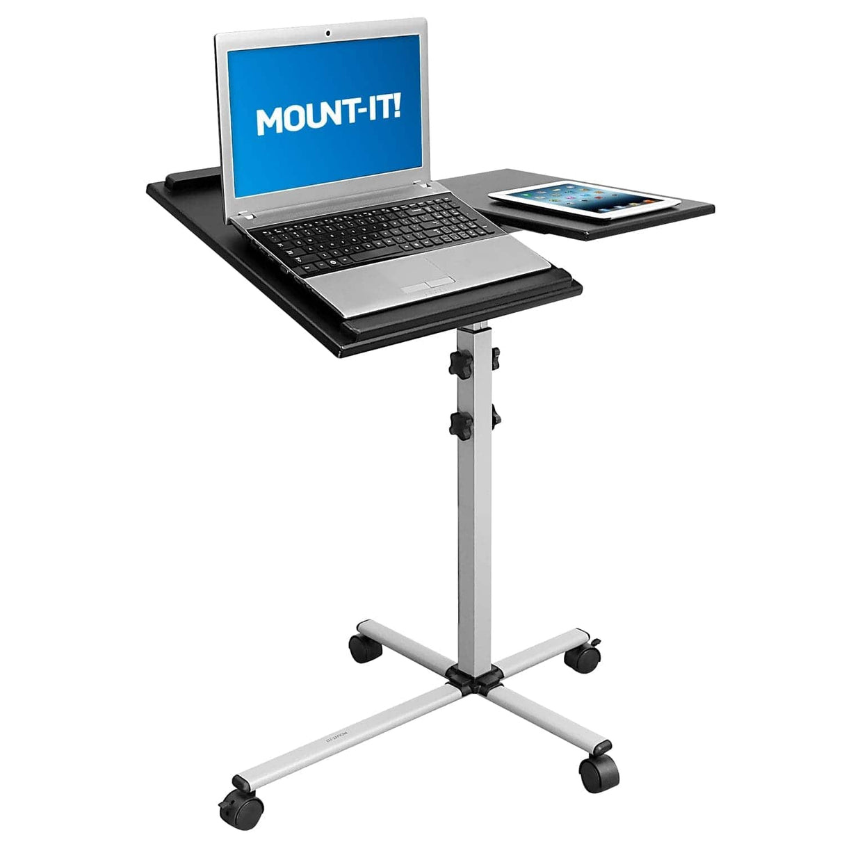 Rolling Laptop Tray & Projector Cart Grey Mobile Standing Desk - Rolling Laptop Tray & Projector Cart - Mount-It! - MI-7945