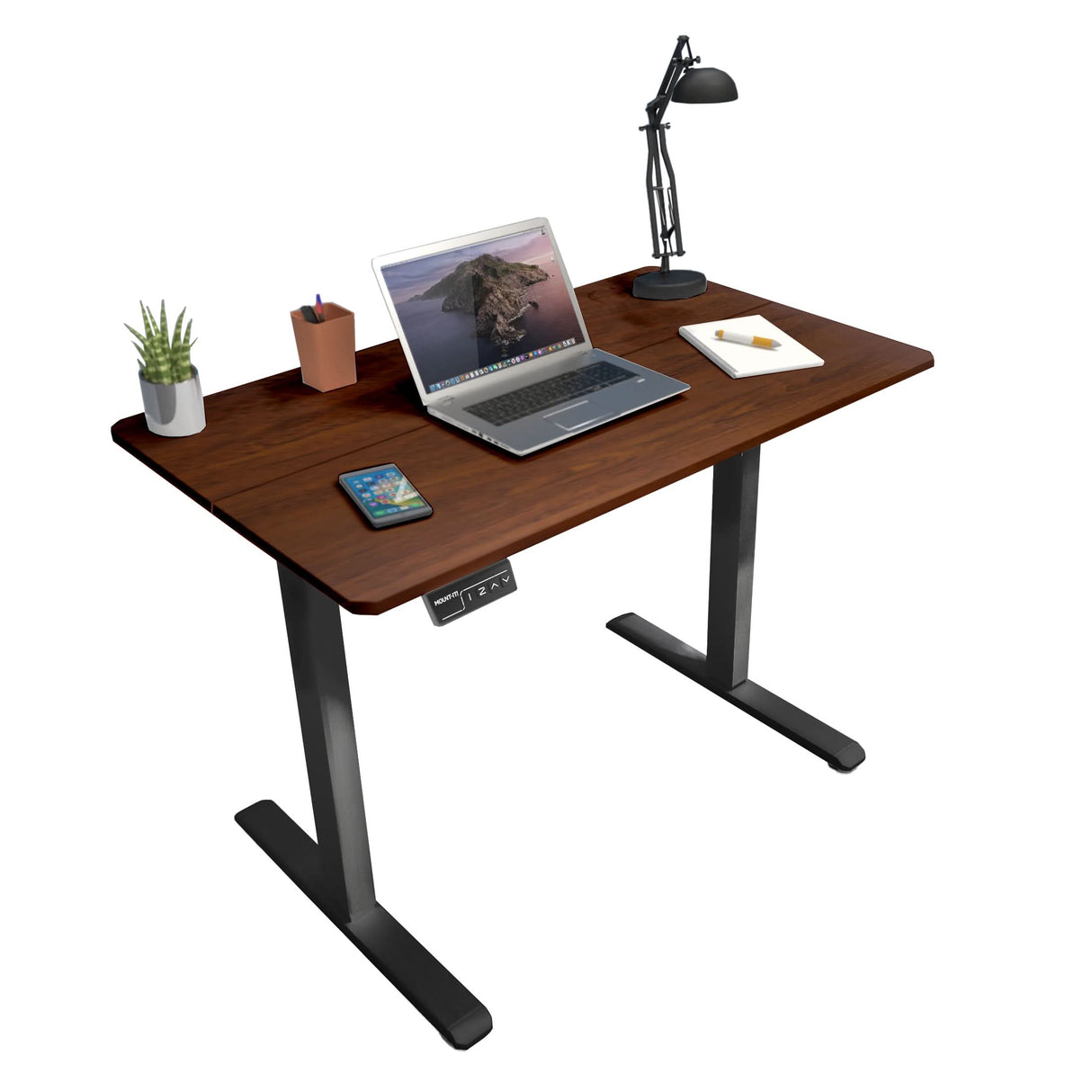 Compact Electric Standing Desk with 40" Tabletop Hazelnut Standing Desk - Compact Electric Standing Desk with 40" Tabletop - Mount-It! - MI-8036