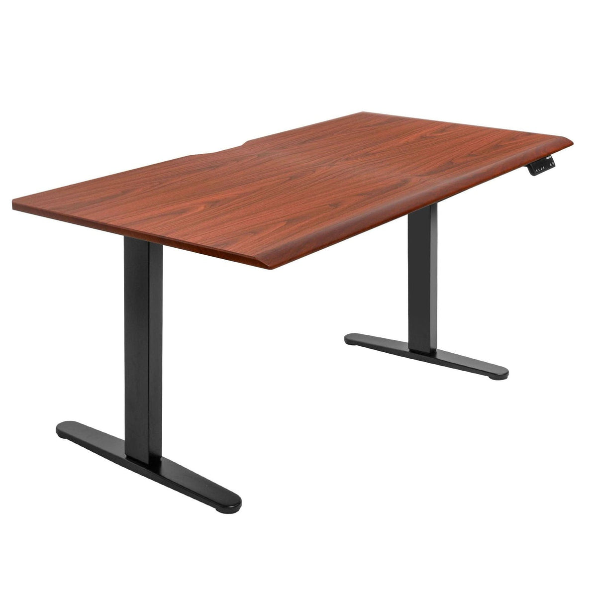Dual Motor Electric Standing Desk with 60" Tabletop - Black Base Hazelnut Standing Desk - Dual Motor Electric Standing Desk with 60" Tabletop - Black Base - Mount-It! - MI-18125