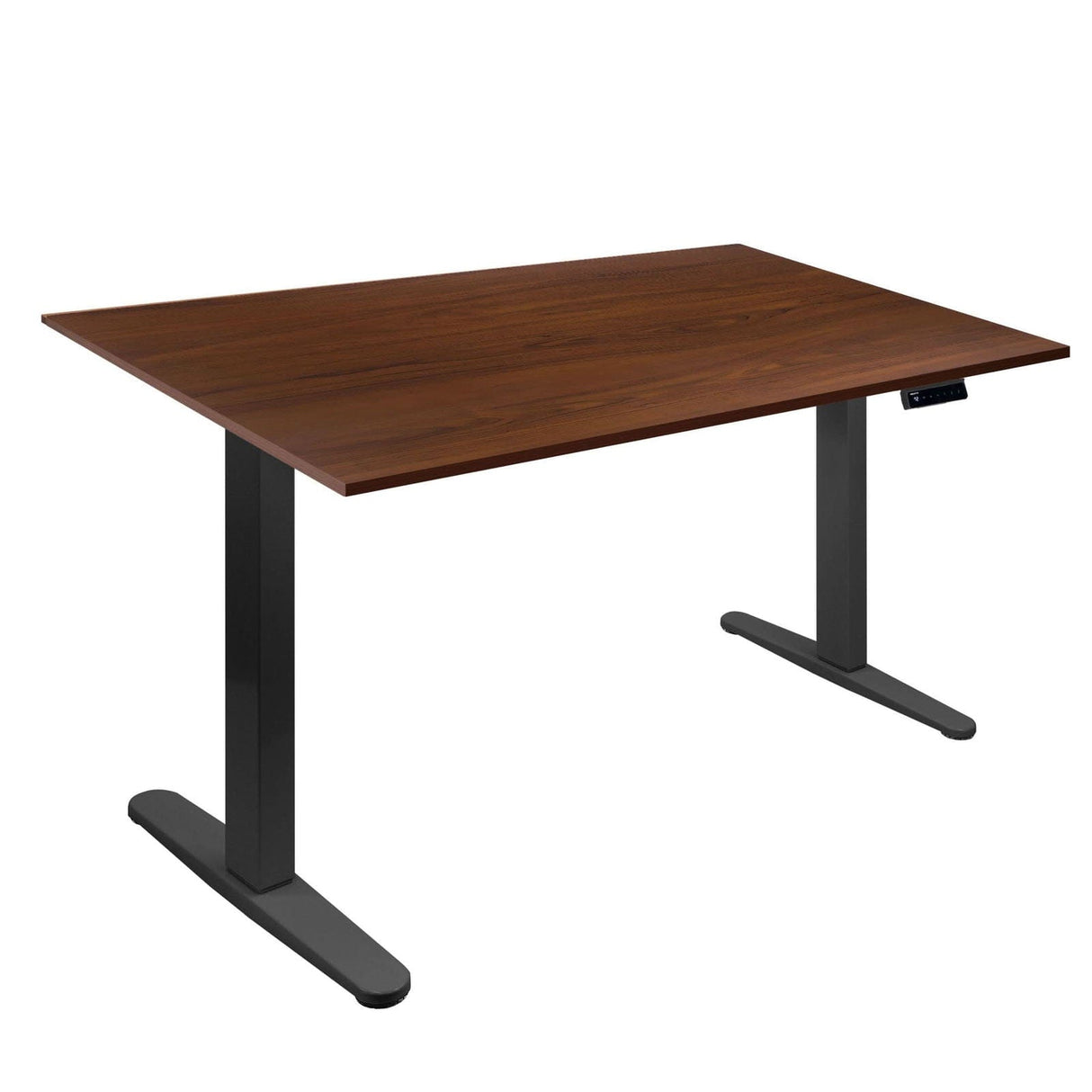 Electric Standing Desk with 55" Tabletop - Black Base Hazelnut Standing Desk - Electric Standing Desk with 55" Tabletop - Black Base - Mount-It! - MI-18065