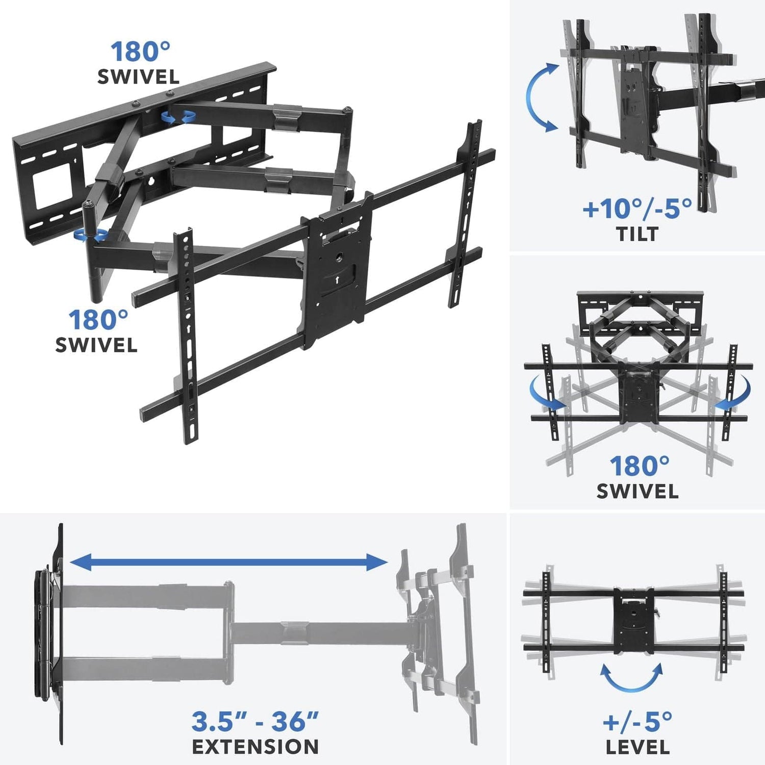TV Mount - Heavy Duty Dual Arm TV Wall Mount with Extra Long Extension - Mount-It! - MI-392