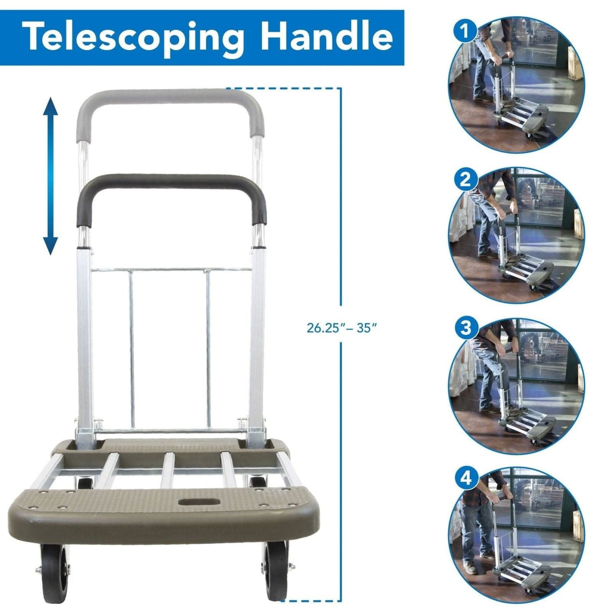 Heavy Duty Folding Platform Cart with Expandable Base Hand Truck - Heavy Duty Folding Platform Cart with Expandable Base - Mount-It! - MI-950