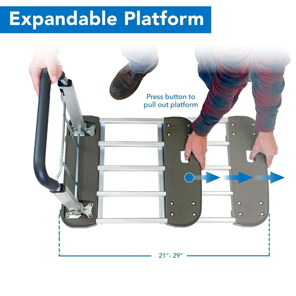 Heavy Duty Folding Platform Cart with Expandable Base Hand Truck - Heavy Duty Folding Platform Cart with Expandable Base - Mount-It! - MI-950