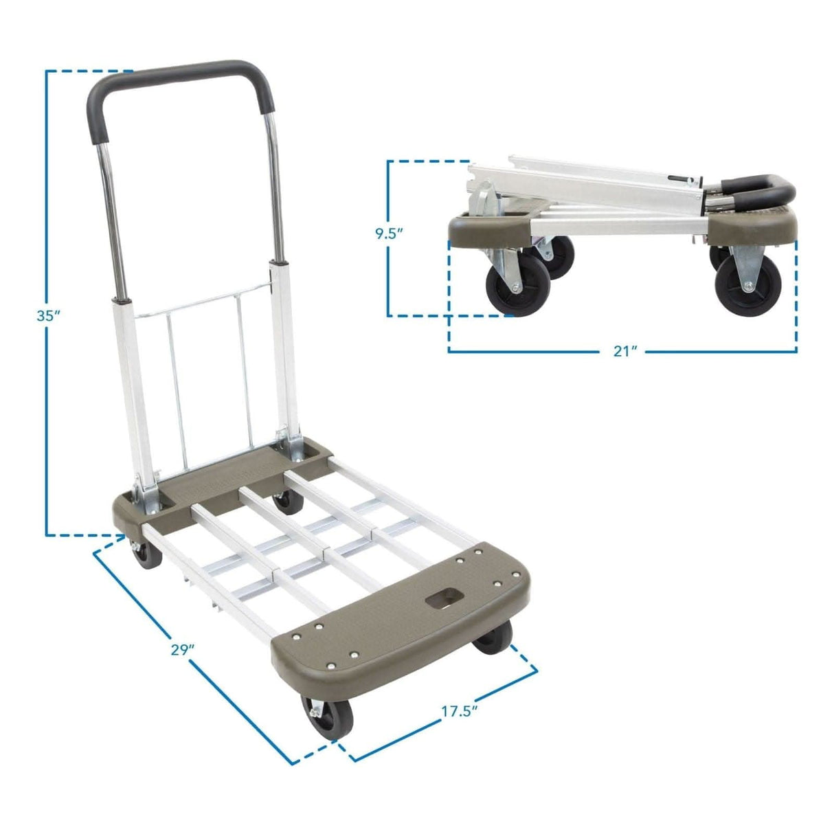 Heavy Duty Folding Platform Cart with Expandable Base Hand Truck - Heavy Duty Folding Platform Cart with Expandable Base - Mount-It! - MI-950