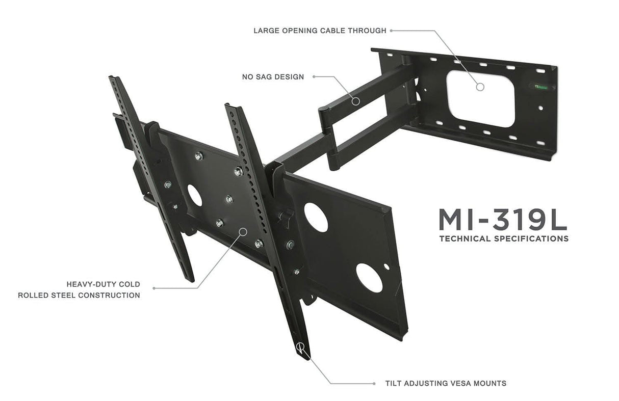 Heavy Duty Full Motion TV Wall Mount with Long Extension TV Mount - Heavy Duty Full Motion TV Wall Mount with Long Extension - Mount-It! - MI-319L