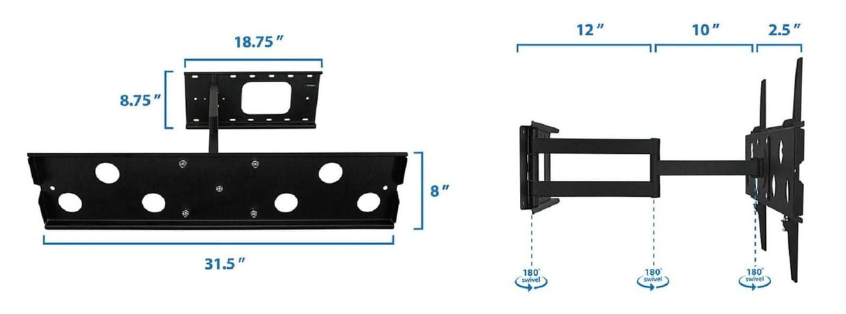 Heavy Duty Low Profile Full Motion TV Wall Mount with Long Extension TV Mount - Heavy Duty Low Profile Full Motion TV Wall Mount with Long Extension - Mount-It! - MI-326B