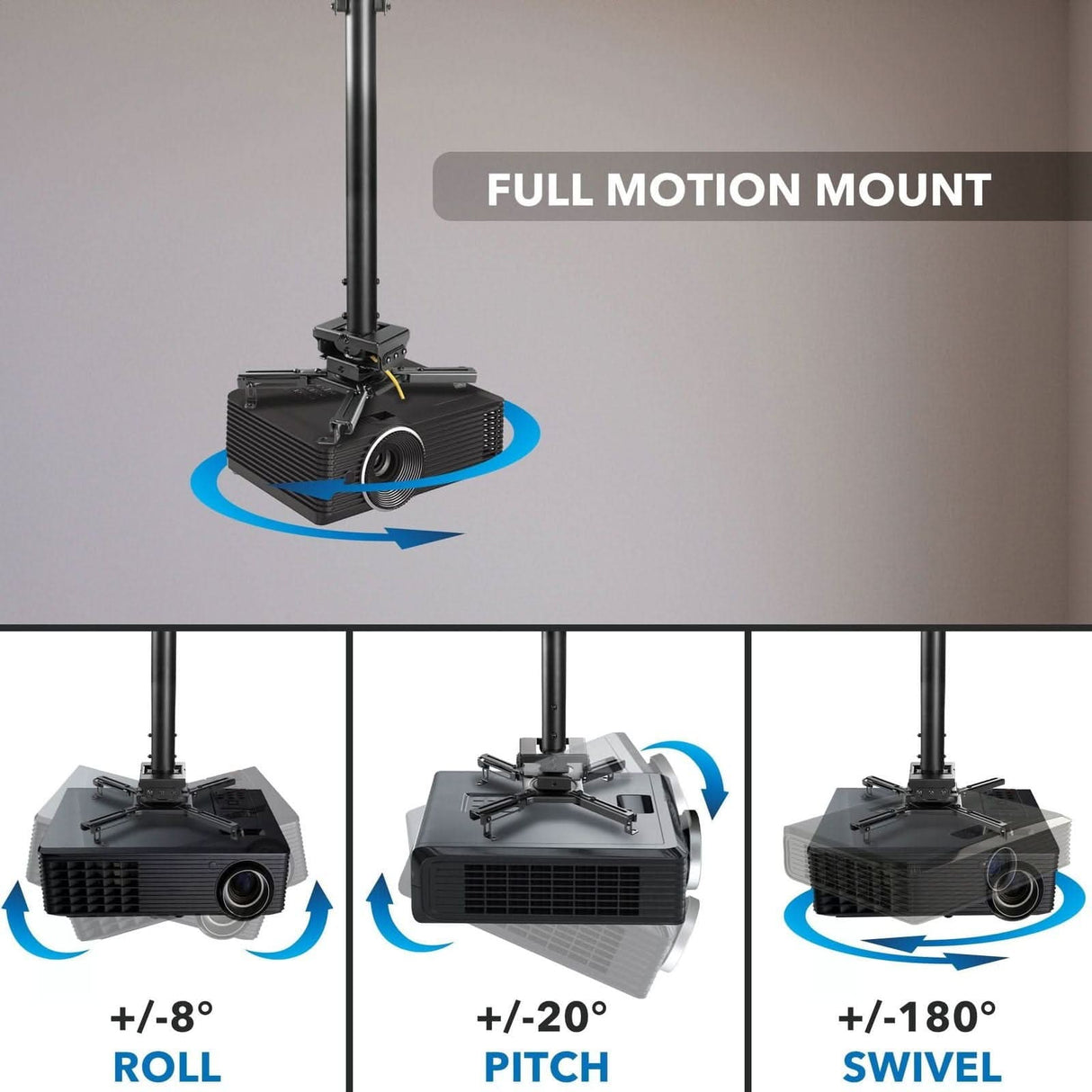 Heavy Duty Projector Ceiling Mount Projector Mount - Heavy Duty Projector Ceiling Mount - Mount-It! - MI-20147