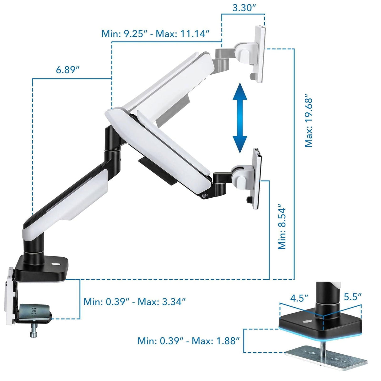 Heavy-Duty Single Monitor Arm for Ultrawide Screens Up To 49" Monitor Mount - Heavy-Duty Single Monitor Arm for Ultrawide Screens Up To 49" - Mount-It! - MI-4881