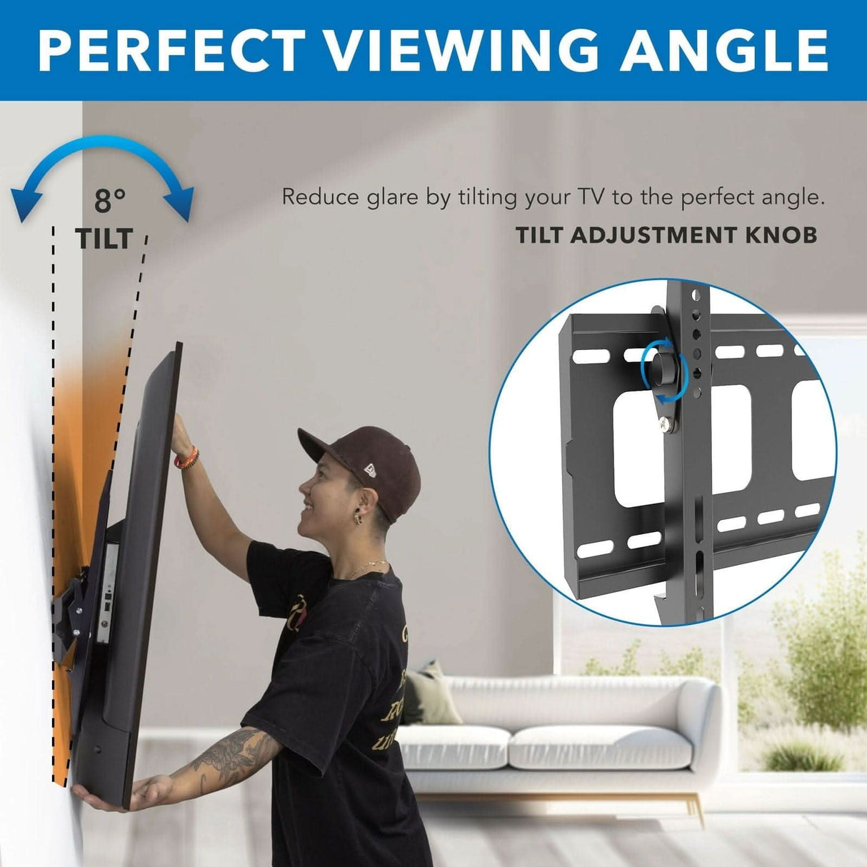 Heavy-Duty Tilt TV Wall Mount with Low Profile TV Mount - Heavy-Duty Tilt TV Wall Mount with Low Profile - Mount-It! - MI-318B