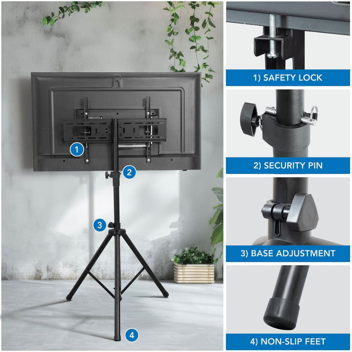 Heavy Duty Tripod TV Stand TV Stand - Heavy Duty Tripod TV Stand - Mount-It! - MI-874
