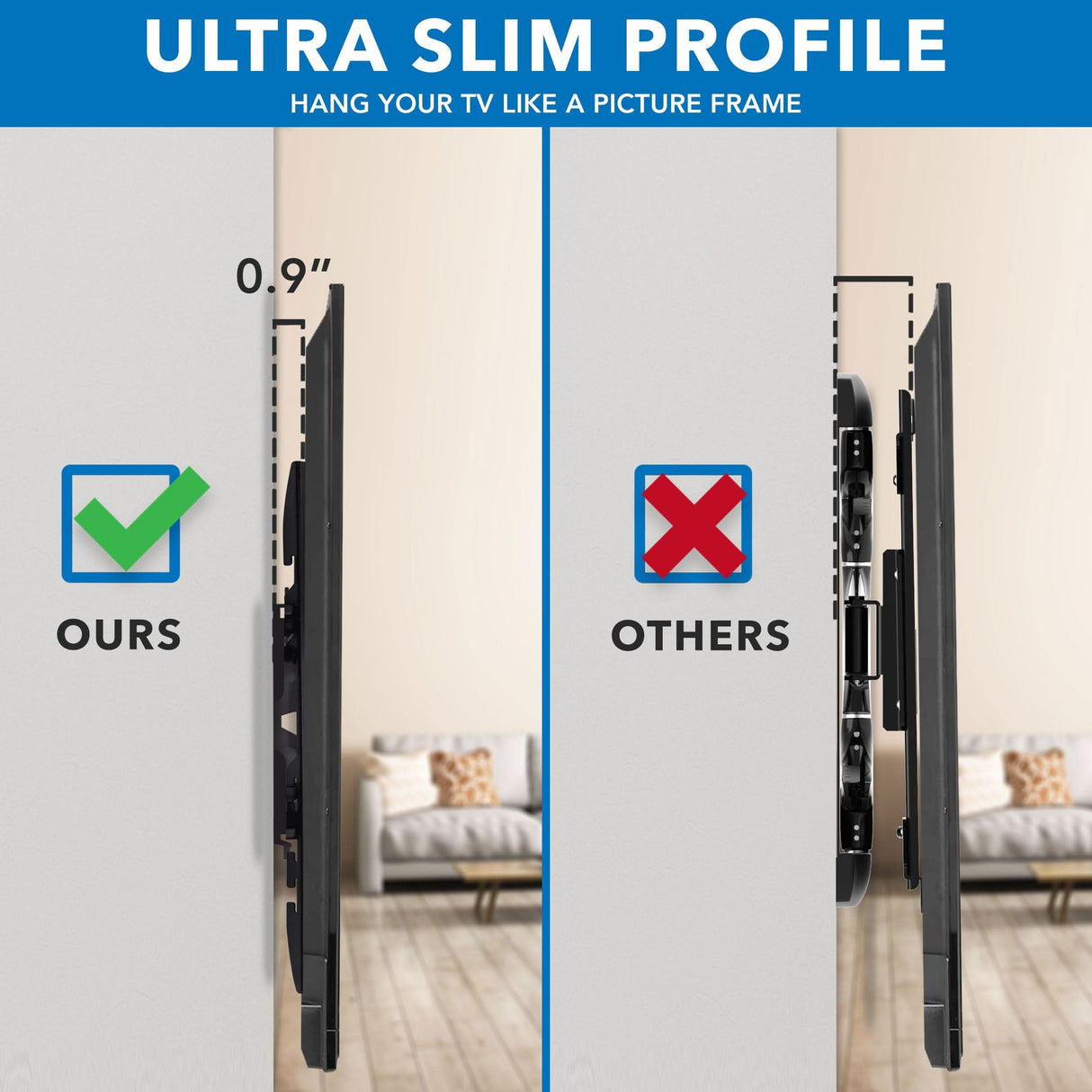 Heavy-Duty Ultra Low Profile TV Wall Mount with Locking Feature TV Mount - Heavy-Duty Ultra Low Profile TV Wall Mount with Locking Feature - Mount-It! - MI-305L