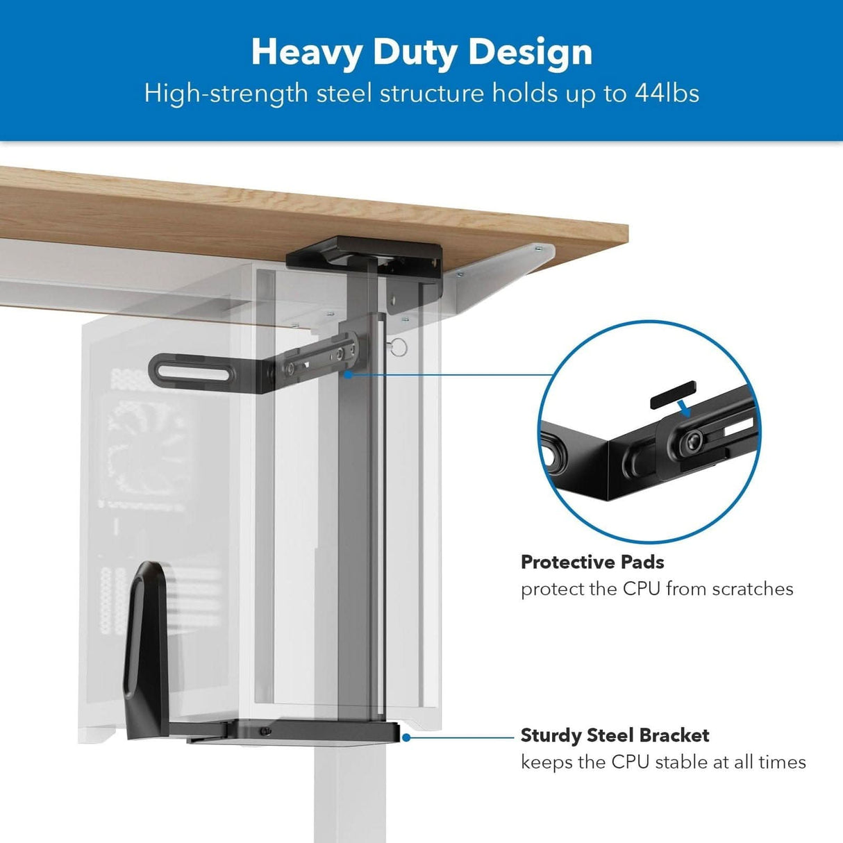 Heavy-Duty Under Desk / Wall CPU Mount CPU Holder - Heavy-Duty Under Desk / Wall CPU Mount - Mount-It! - MI-7171