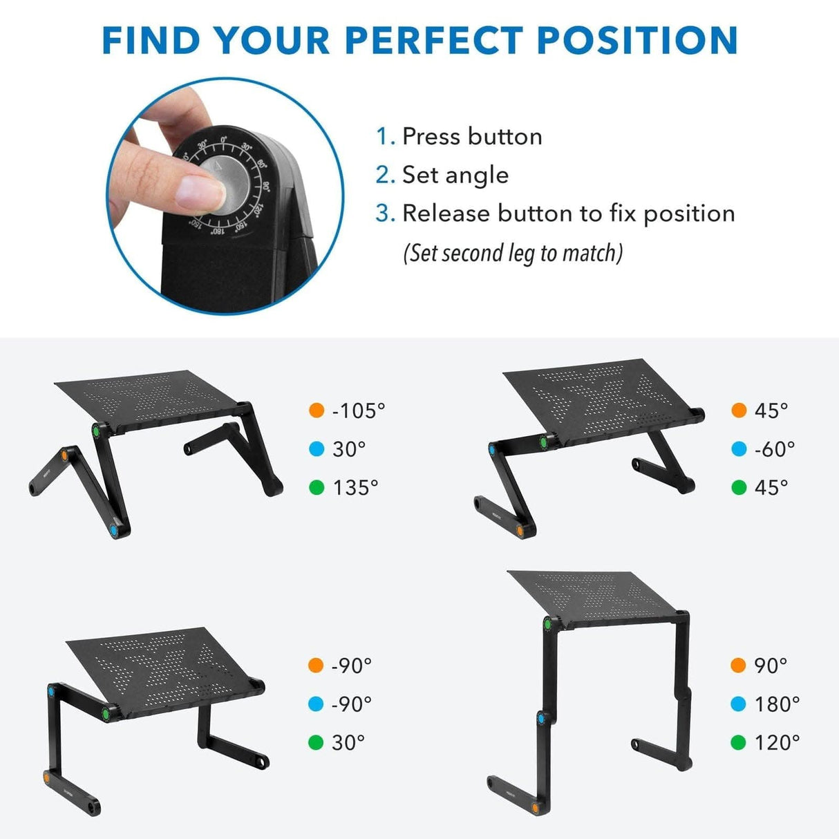 Height Adjustable Laptop Tray Laptop Stand - Height Adjustable Laptop Tray - Mount-It! - MI-7210
