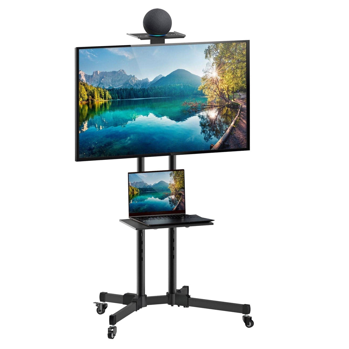 Height Adjustable Mobile TV Cart & Shelf TV Cart - Height Adjustable Mobile TV Cart & Shelf - Mount-It! - MI-876