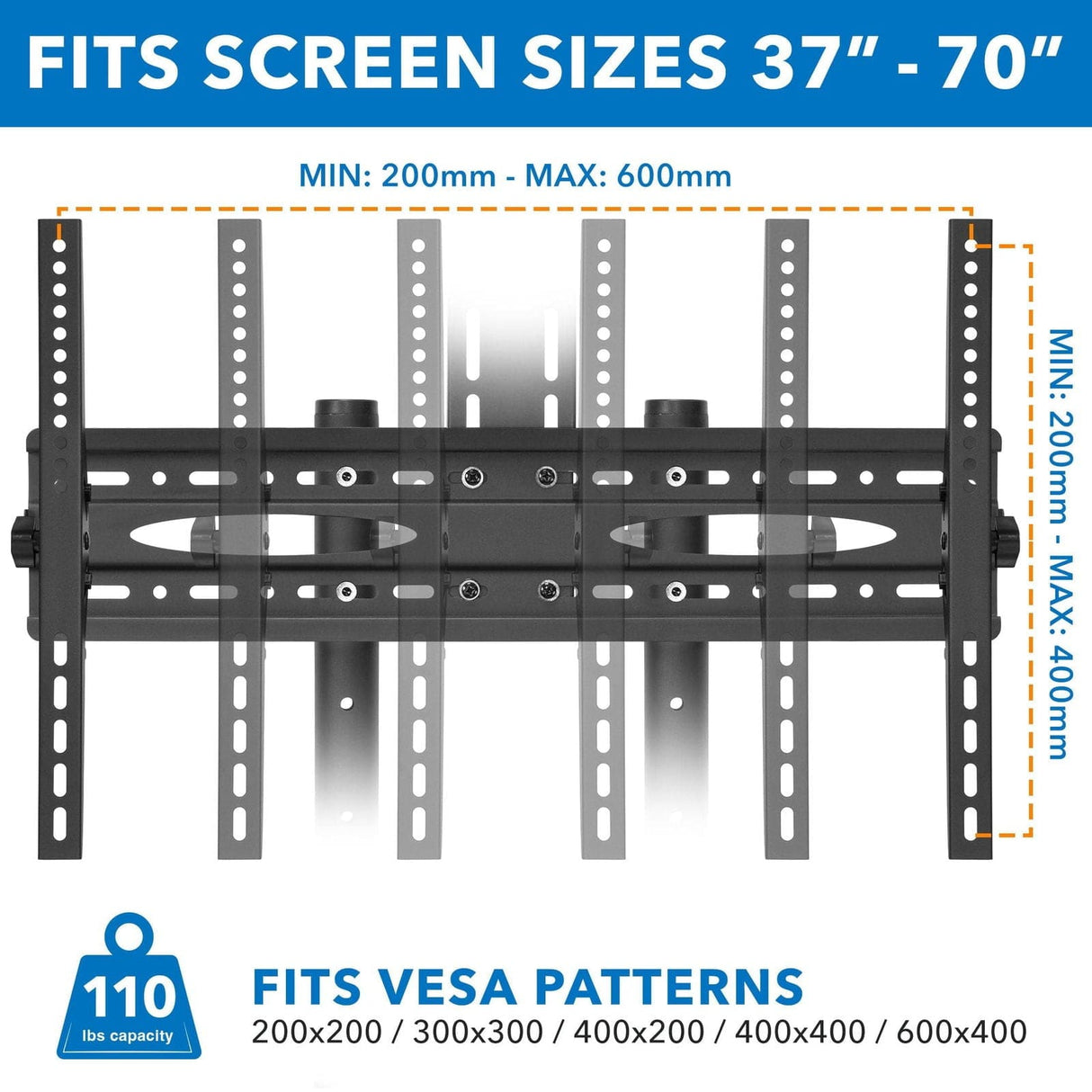 Height Adjustable Mobile TV Cart & Shelf TV Cart - Height Adjustable Mobile TV Cart & Shelf - Mount-It! - MI-876