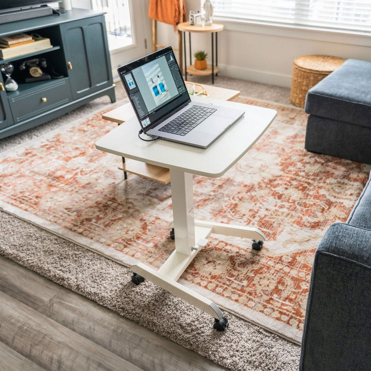 Height Adjustable Rolling Laptop Desk Mobile Standing Desk - Height Adjustable Rolling Laptop Desk - Mount-It! -