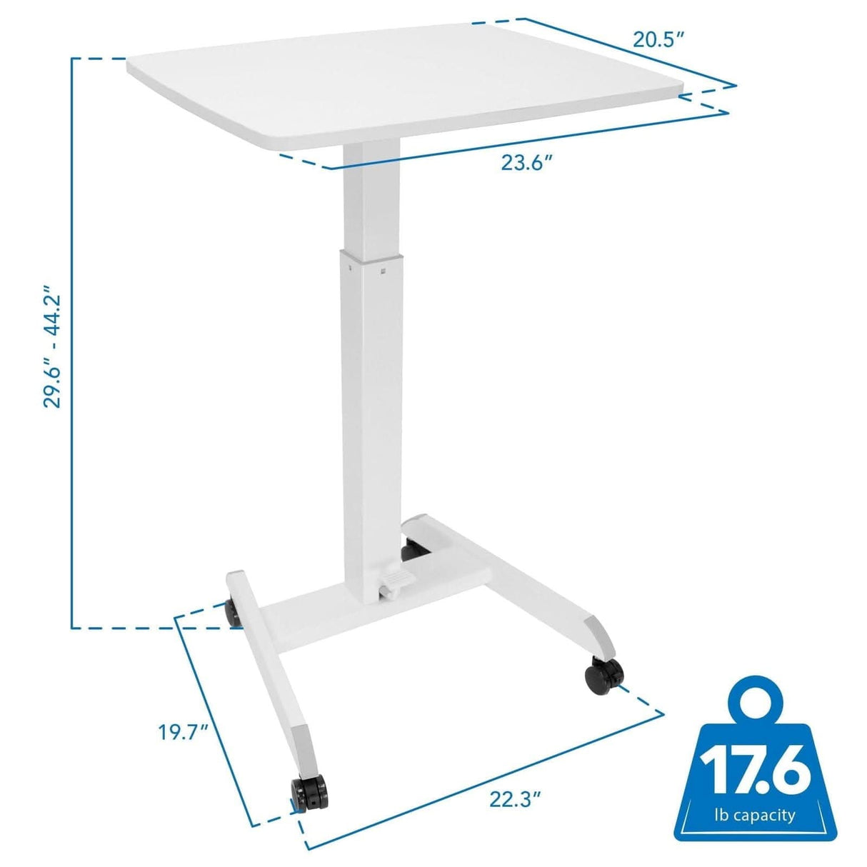 Height Adjustable Rolling Laptop Desk Mobile Standing Desk - Height Adjustable Rolling Laptop Desk - Mount-It! -