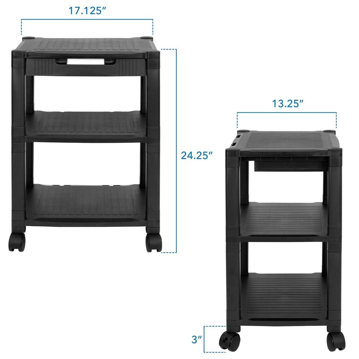 Height Adjustable Rolling Printer Cart Printer Stand - Height Adjustable Rolling Printer Cart - Mount-It! - MI-7855A