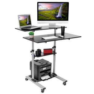 Mobile Standing Desk - Height Adjustable Rolling Stand up Desk - Mount-It! - Mobile Standing Desk - Height Adjustable Rolling Stand up Desk - Mount-It! -