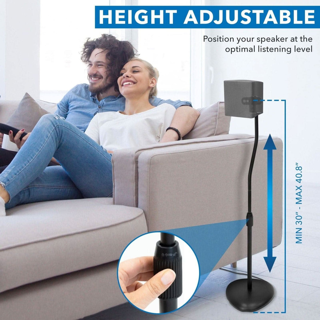 Height Adjustable Speaker Floor Stands (2 ct.) Speaker Stand - Height Adjustable Speaker Floor Stands (2 ct.) - Mount-It! - MI-1232