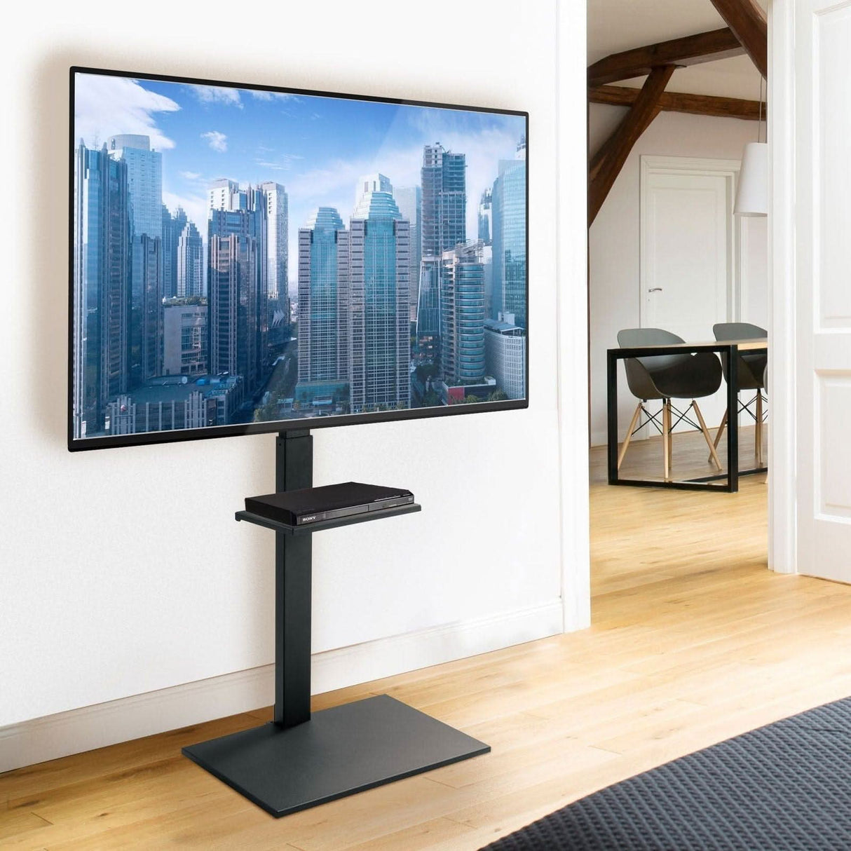 Height Adjustable TV Stand with Shelf TV Stand - Height Adjustable TV Stand with Shelf - Mount-It! - MI-1877