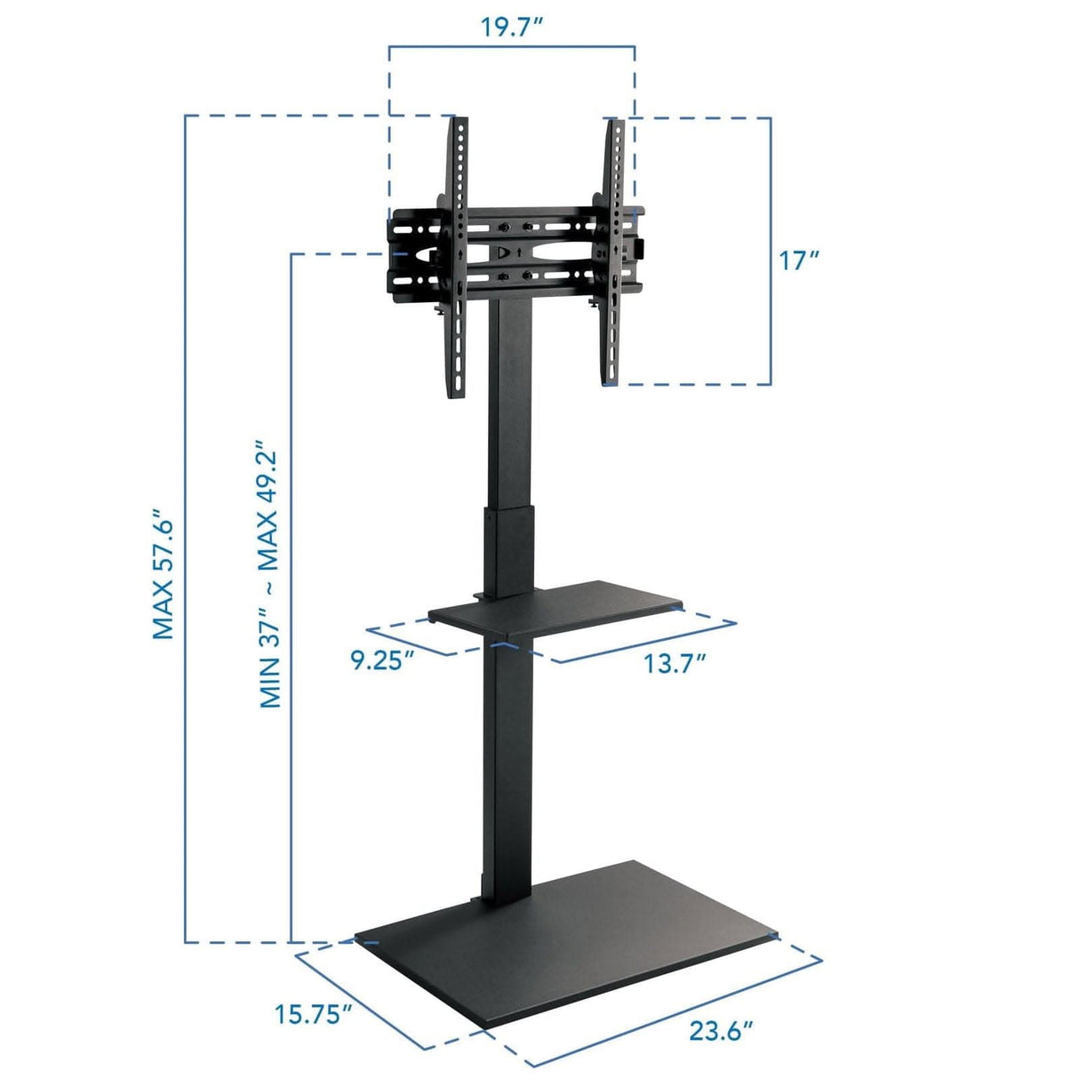 Height Adjustable TV Stand with Shelf TV Stand - Height Adjustable TV Stand with Shelf - Mount-It! - MI-1877