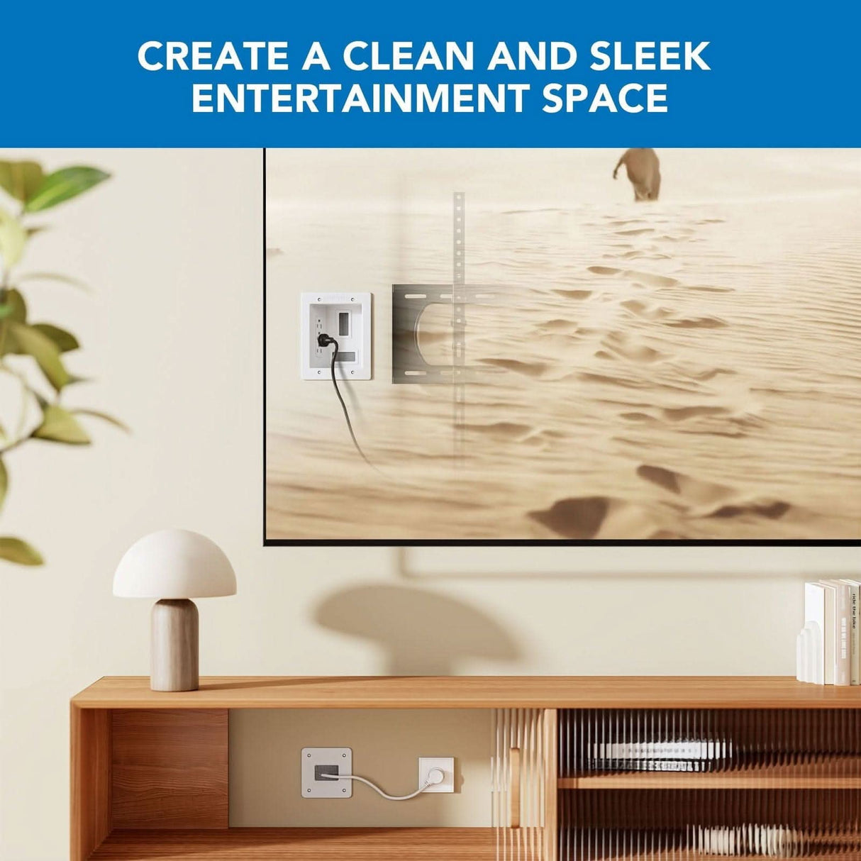 In-Wall TV Cable Concealer with Recessed Power TV Accessories - In-Wall TV Cable Concealer with Recessed Power - Mount-It! - MI-7284