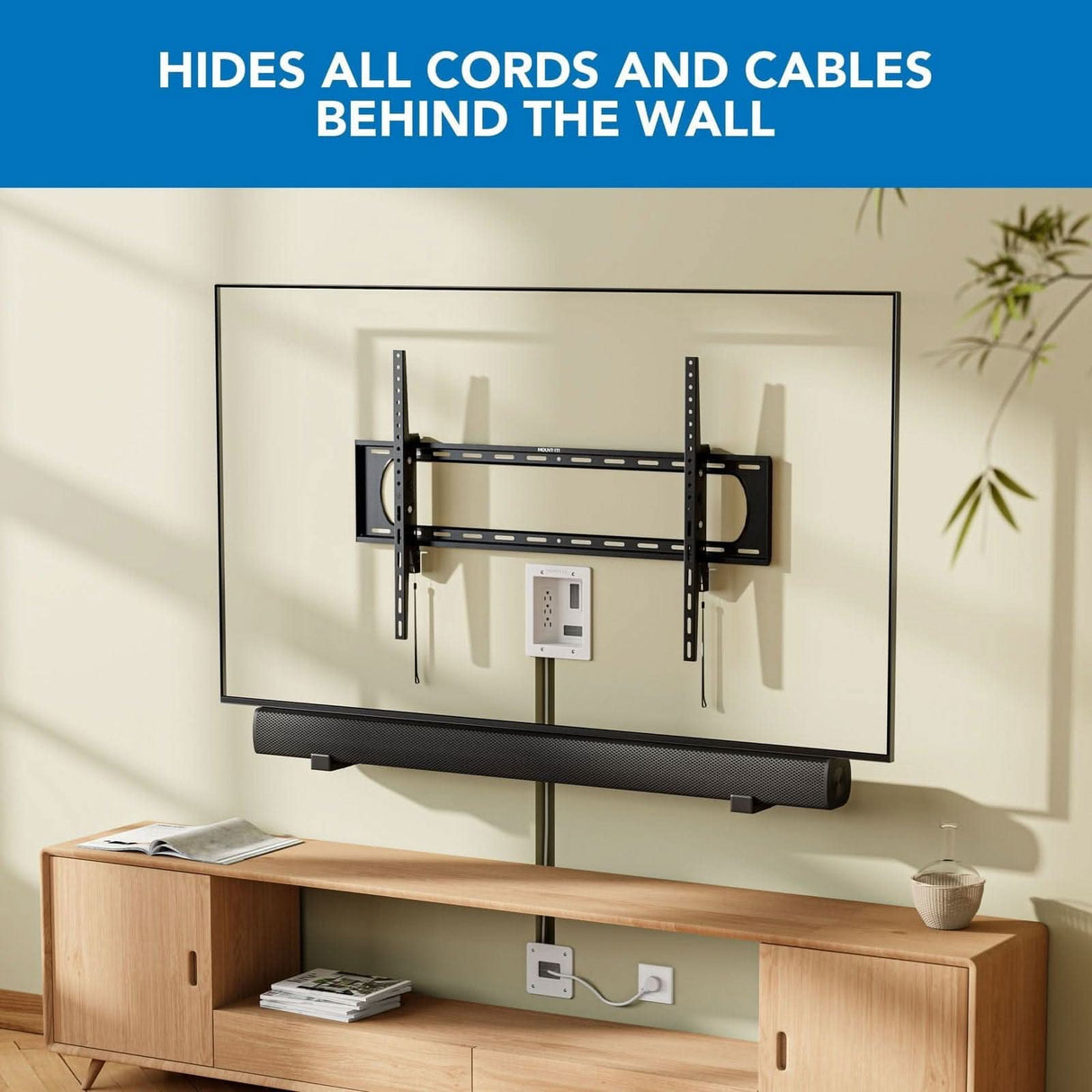 In-Wall TV Cable Concealer with Recessed Power TV Accessories - In-Wall TV Cable Concealer with Recessed Power - Mount-It! - MI-7284