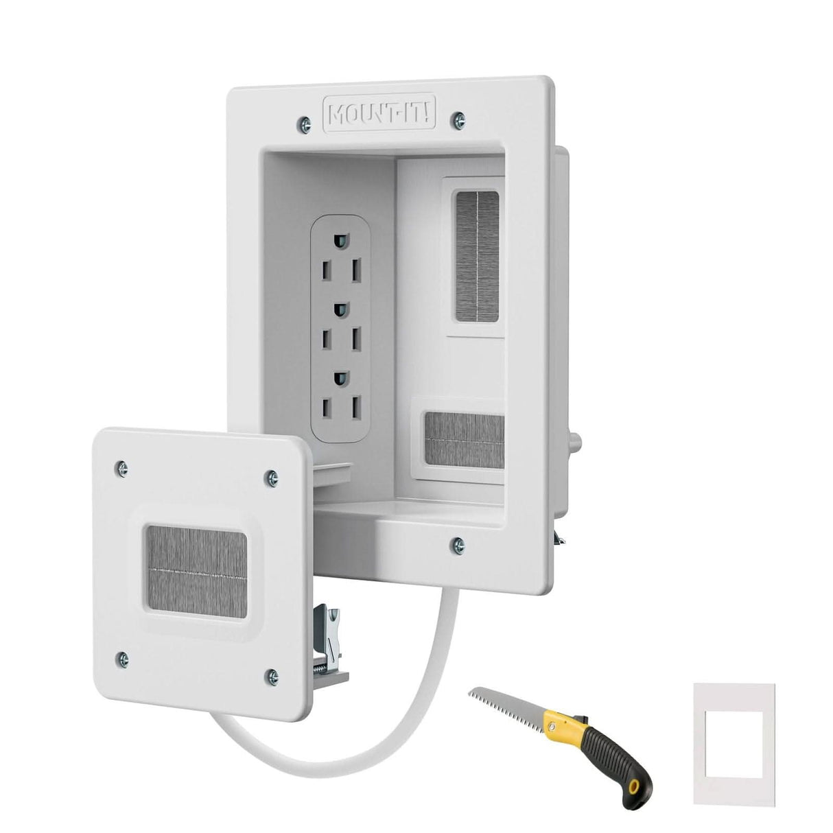 In-Wall TV Cable Concealer with Recessed Power TV Accessories - In-Wall TV Cable Concealer with Recessed Power - Mount-It! - MI-7284