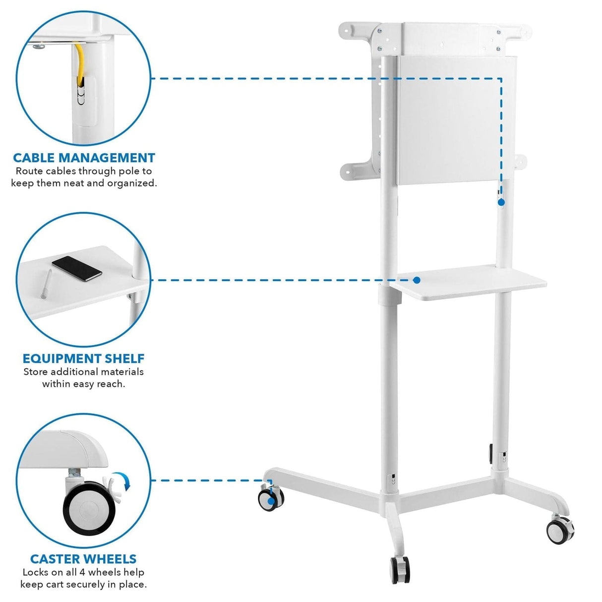 Interactive Display Stand | Mobile TV Flip Cart with Accessory Shelf TV Cart - Interactive Display Stand | Mobile TV Flip Cart with Accessory Shelf - Mount-It! - MI-8001