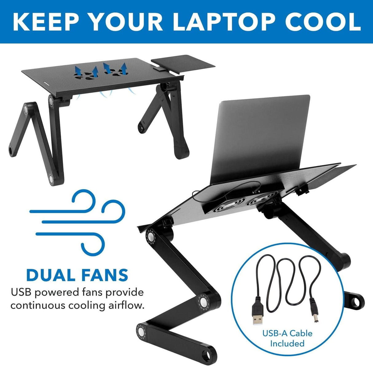 Laptop Tray w/ Cooling Fan & Mouse Pad Laptop Stand - Laptop Tray w/ Cooling Fan & Mouse Pad - Mount-It! - MI-7211