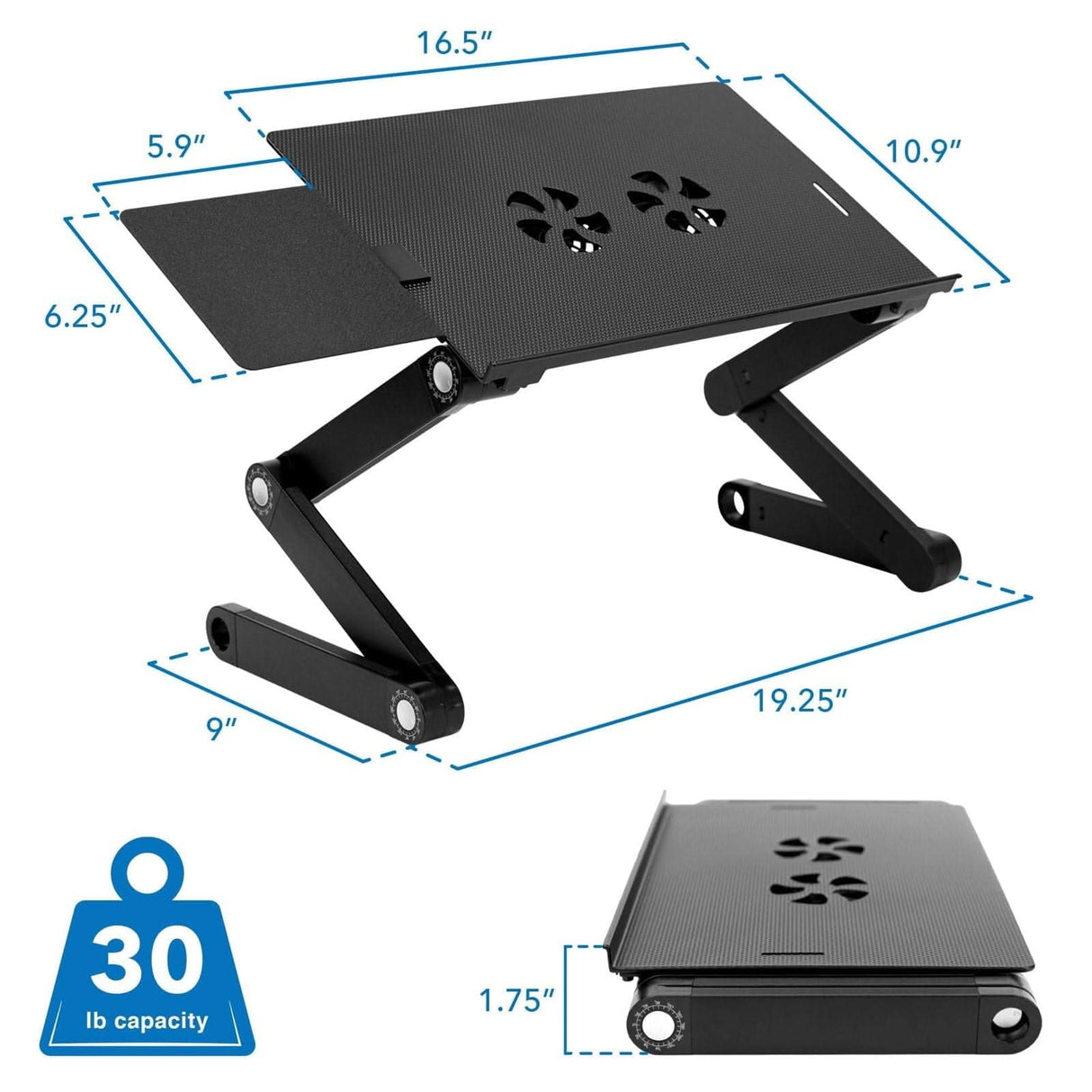 Laptop Tray w/ Cooling Fan & Mouse Pad Laptop Stand - Laptop Tray w/ Cooling Fan & Mouse Pad - Mount-It! - MI-7211