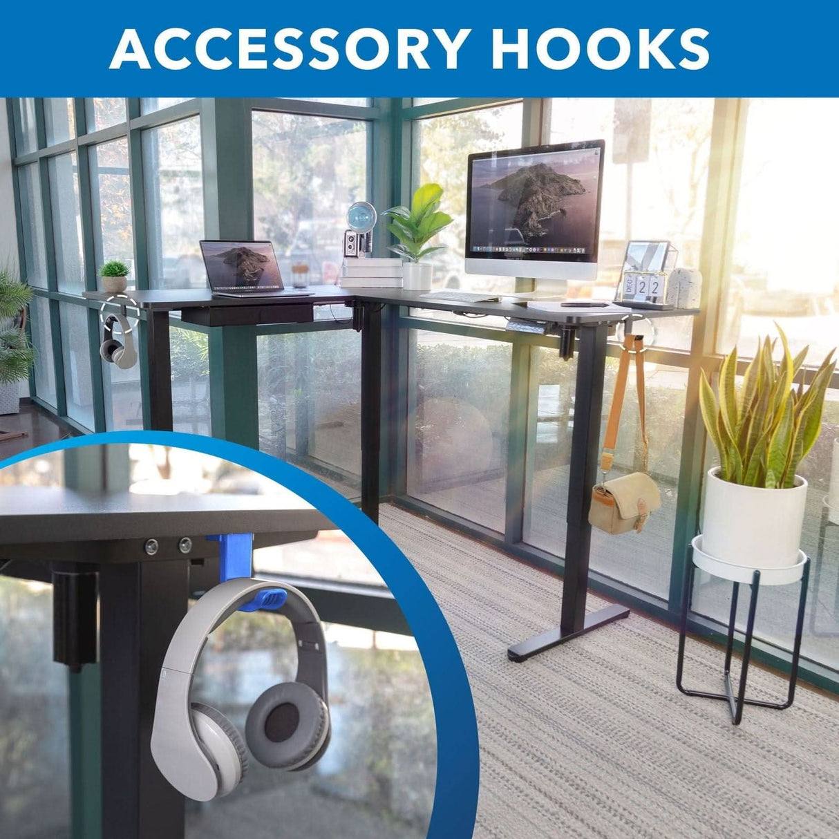 Large Electric Height Adjustable Corner Standing Desk Standing Desk - Large Electric Height Adjustable Corner Standing Desk - Mount-It! -