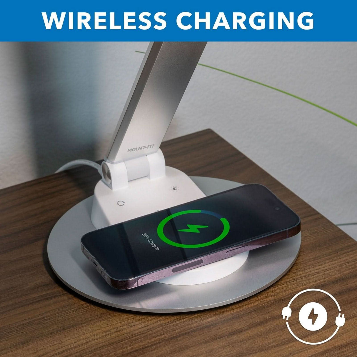 LED Desk Lamp with Wireless Charging Desk Accessories - LED Desk Lamp with Wireless Charging - Mount-It! - TS-7009