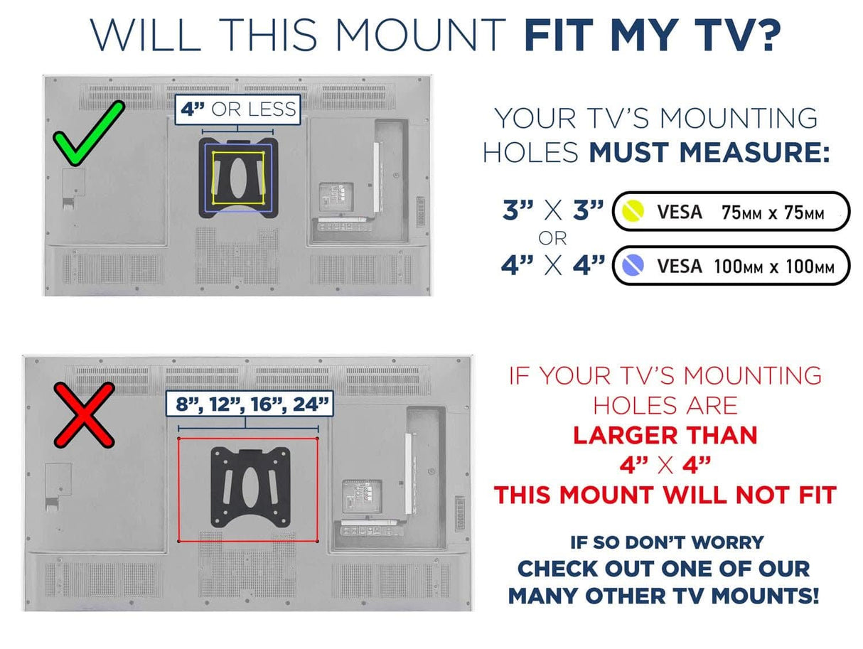 Low Profile Fixed TV Mount TV Mount - Low Profile Fixed TV Mount - Mount-It! - MI-203
