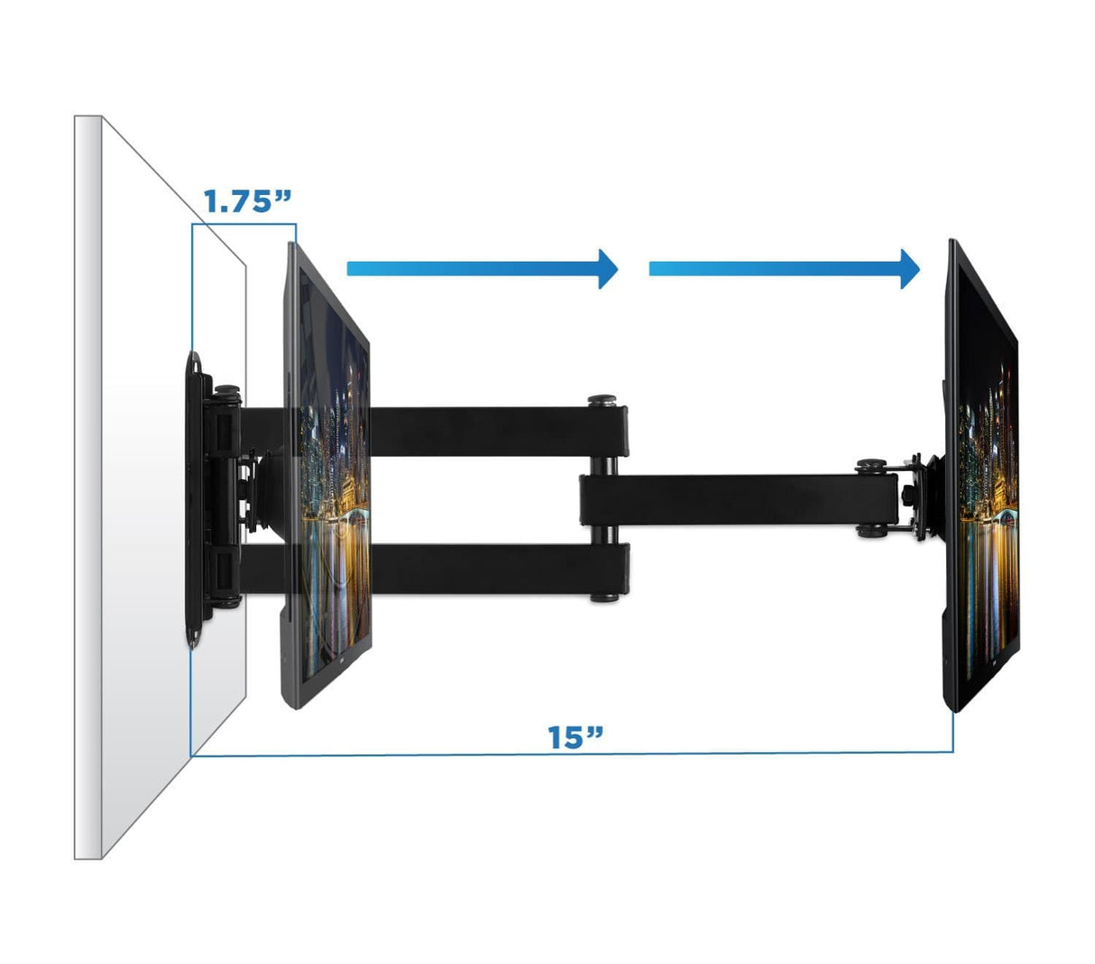 Low Profile Full Motion TV Wall Mount TV Mount - Low Profile Full Motion TV Wall Mount - Mount-It! - MI-2041