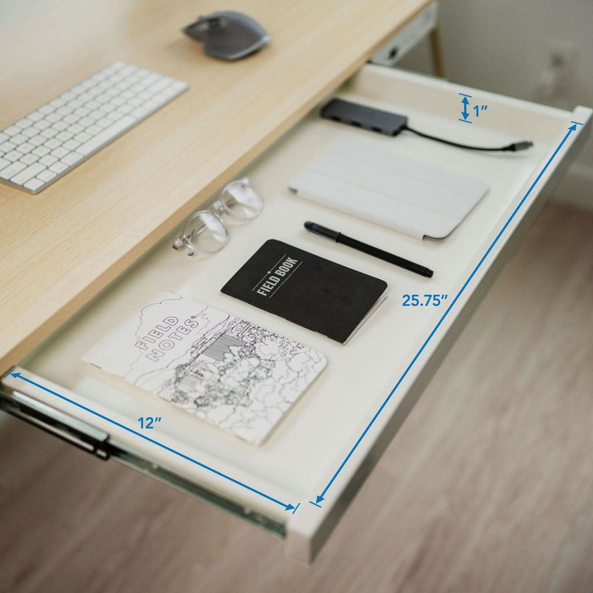 Compact Height Adjustable Sit-Stand Desk with Drawer Maple Standing Desk - Compact Height Adjustable Sit-Stand Desk with Drawer - Mount-It! - MI-15004