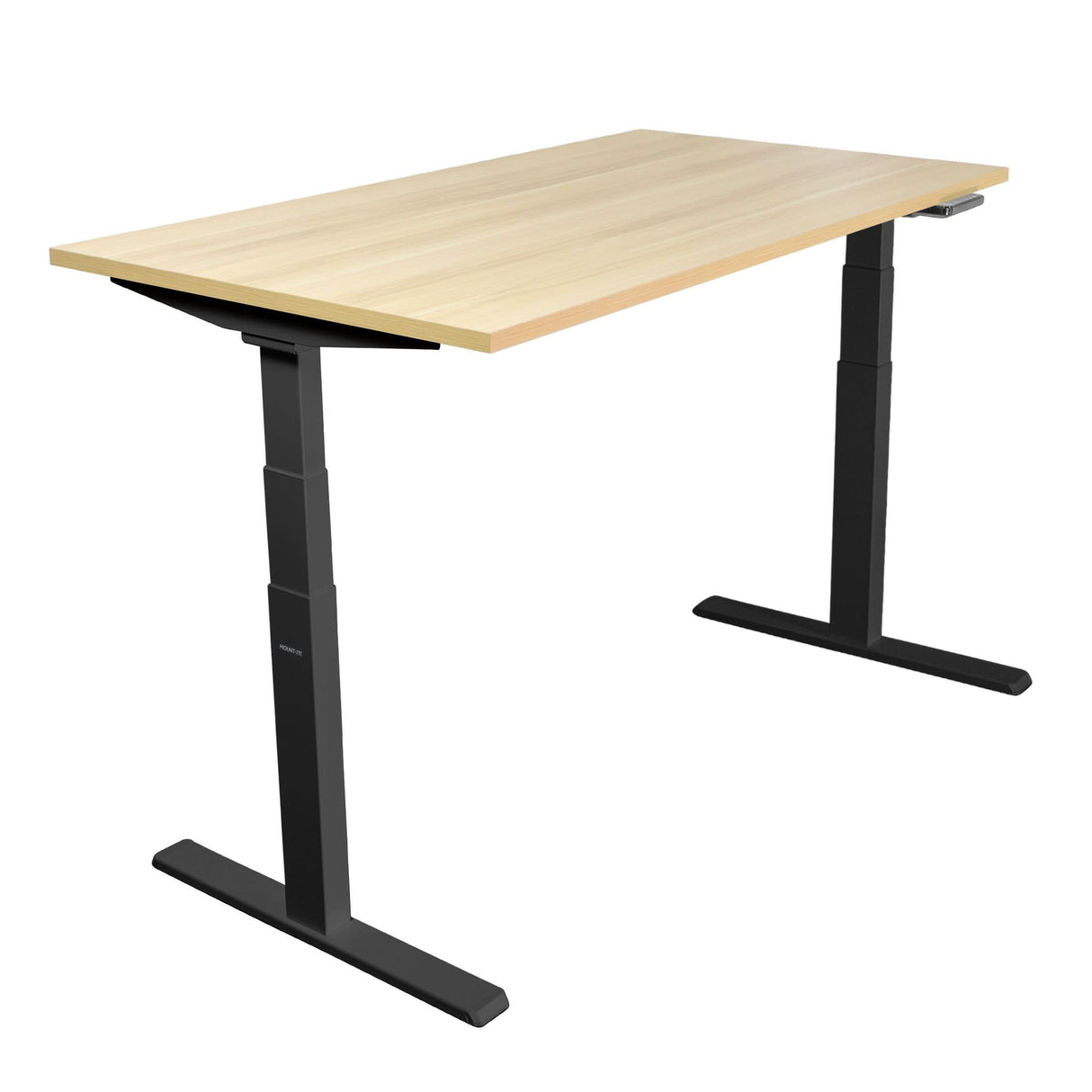 Ultimate Dual Motor Electric Standing Desk with 55" Tabletop Maple Standing Desk - Ultimate Dual Motor Electric Standing Desk with 55" Tabletop - Black Base - Mount-It! - MI-18081