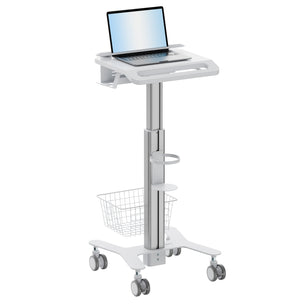 Mobile Standing Desk - MedHub Height Adjustable Laptop Cart with Security Bar - Mount-It! - MI-16030 Mobile Standing Desk - MedHub Height Adjustable Laptop Cart with Security Bar - Mount-It! - MI-16030