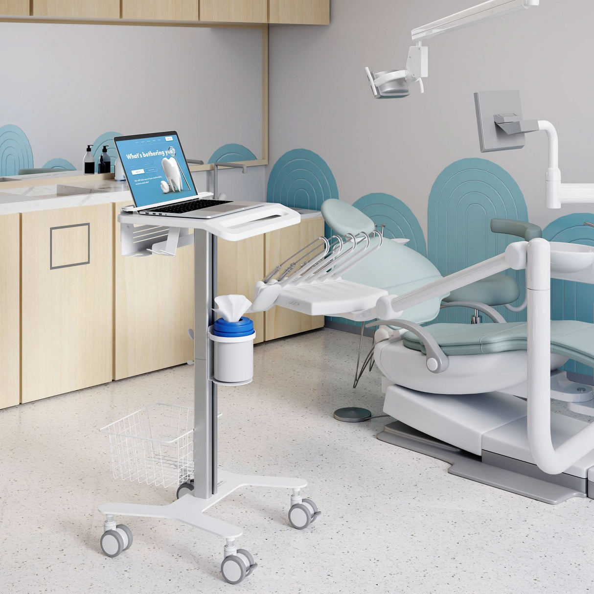 MedHub Laptop Cart with Security Bar Mobile Standing Desk - MedHub Laptop Cart with Security Bar - Mount-It! - MI-16029