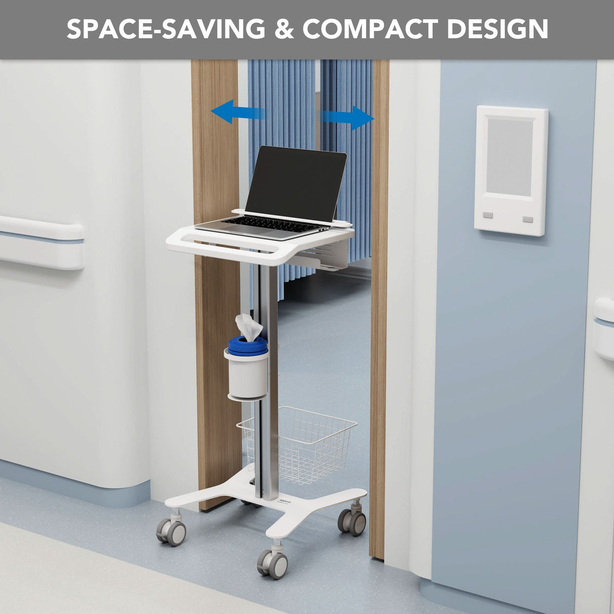 MedHub Laptop Cart with Security Bar Mobile Standing Desk - MedHub Laptop Cart with Security Bar - Mount-It! - MI-16029