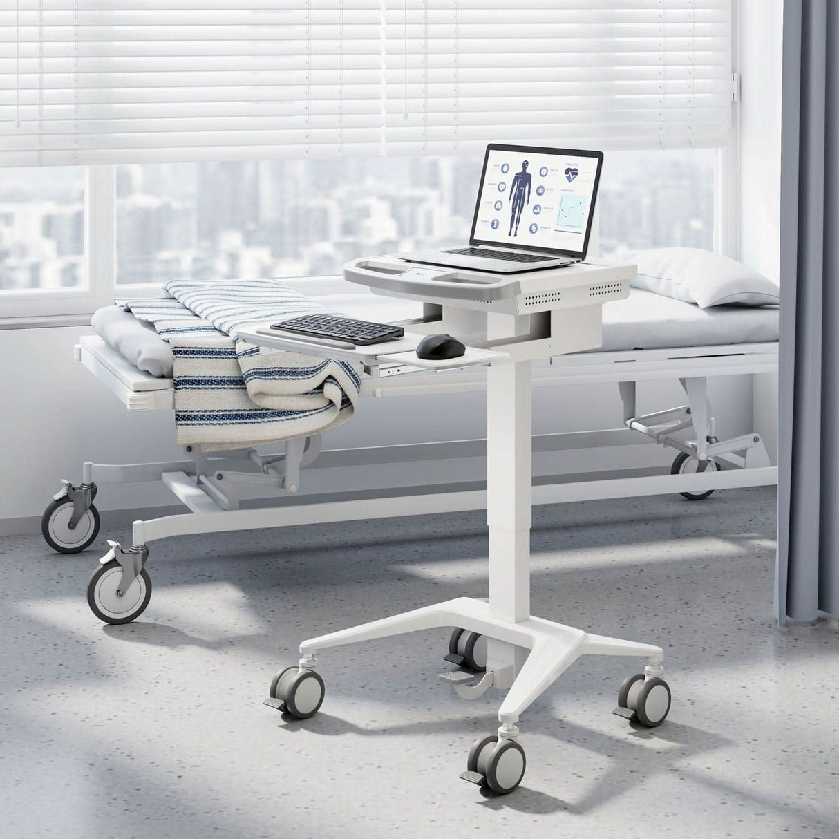 MedHub Mobile Workstation Mobile Standing Desk - MedHub Mobile Workstation - Mount-It! - MI-16003