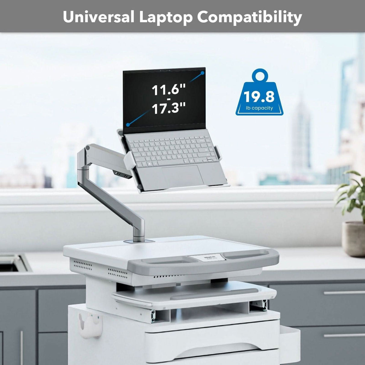 MedHub Mobile Workstation with Drawers and Laptop Arm - MedHub Mobile Workstation with Drawers and Laptop Arm - Mount-It! - MI-16027