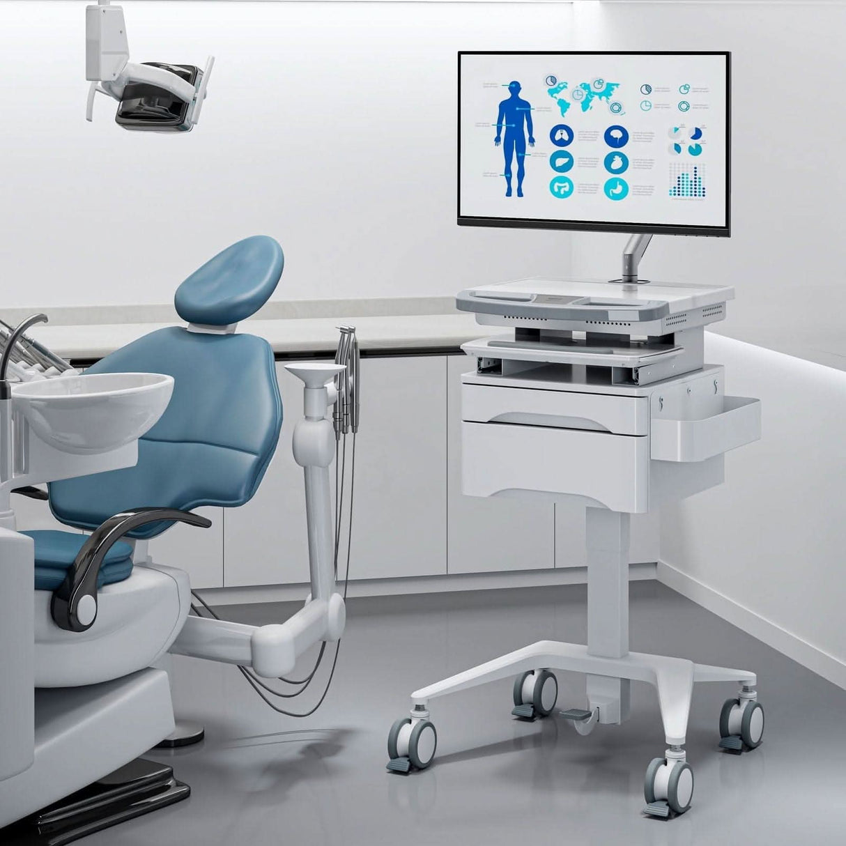 MedHub Mobile Workstation with Drawers and Monitor Arm - MedHub Mobile Workstation with Drawers and Monitor Arm - Mount-It! - MI-16026