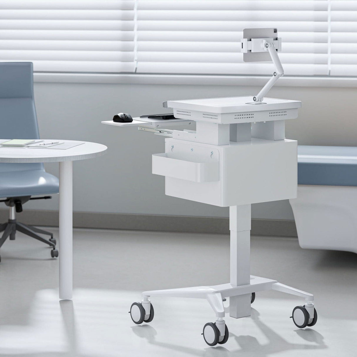 MedHub Mobile Workstation with Drawers and Tablet Arm - MedHub Mobile Workstation with Drawers and Tablet Arm - Mount-It! - MI-16028