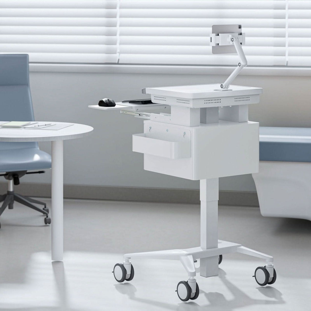 MedHub Mobile Workstation with Drawers and Tablet Arm - MedHub Mobile Workstation with Drawers and Tablet Arm - Mount-It! - MI-16028