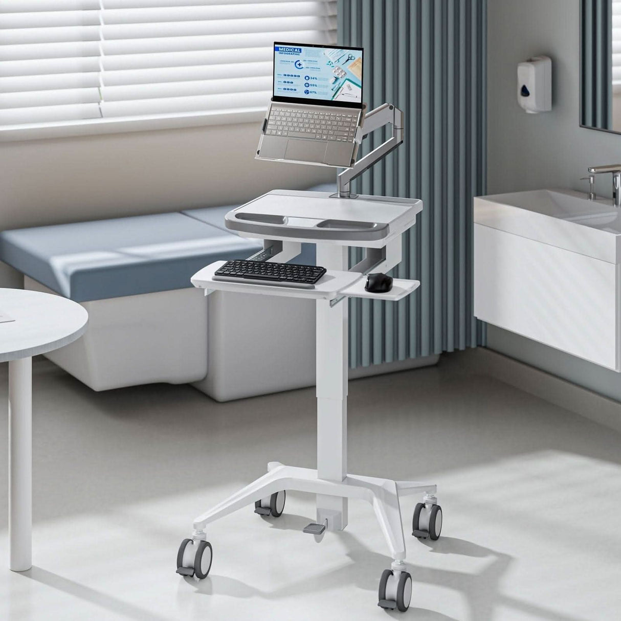 MedHub Mobile Workstation with Laptop Arm - MedHub Mobile Workstation with Laptop Arm - Mount-It! - MI-16017
