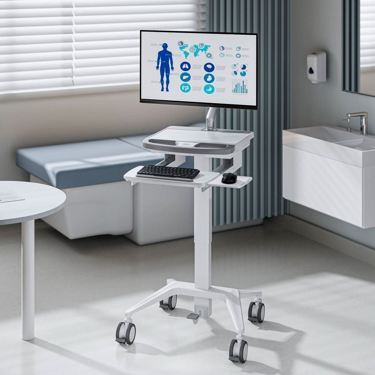 MedHub Mobile Workstation with Monitor Arm - MedHub Mobile Workstation with Monitor Arm - Mount-It! - MI-16016