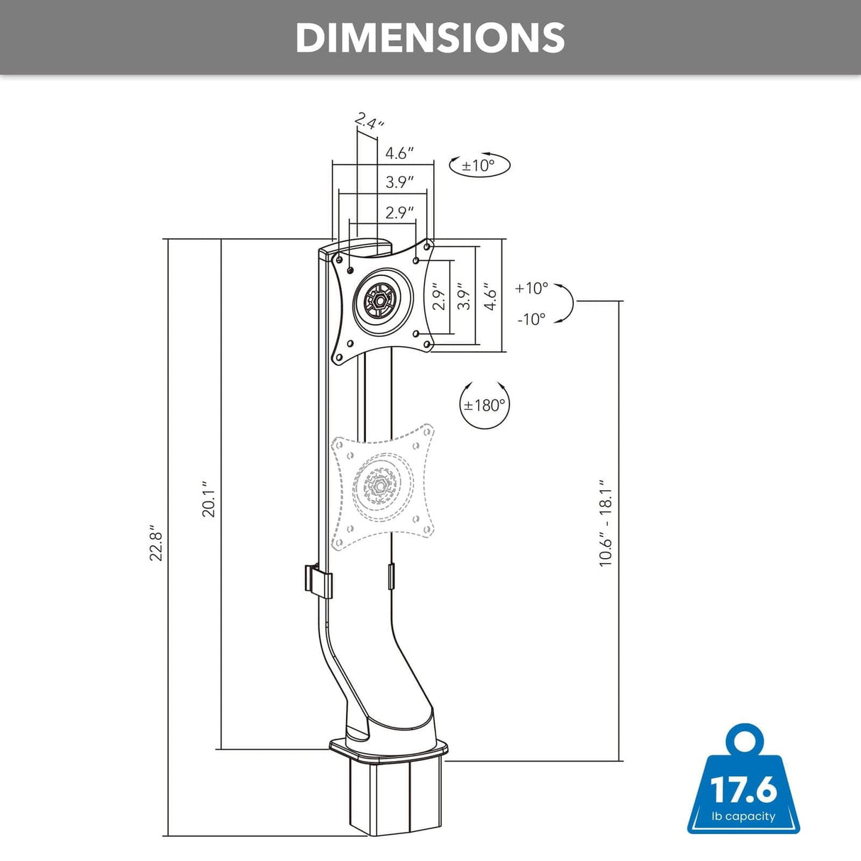 MedHub Mobile Workstation with Monitor Mount - MedHub Mobile Workstation with Monitor Mount - Mount-It! - MI-16015