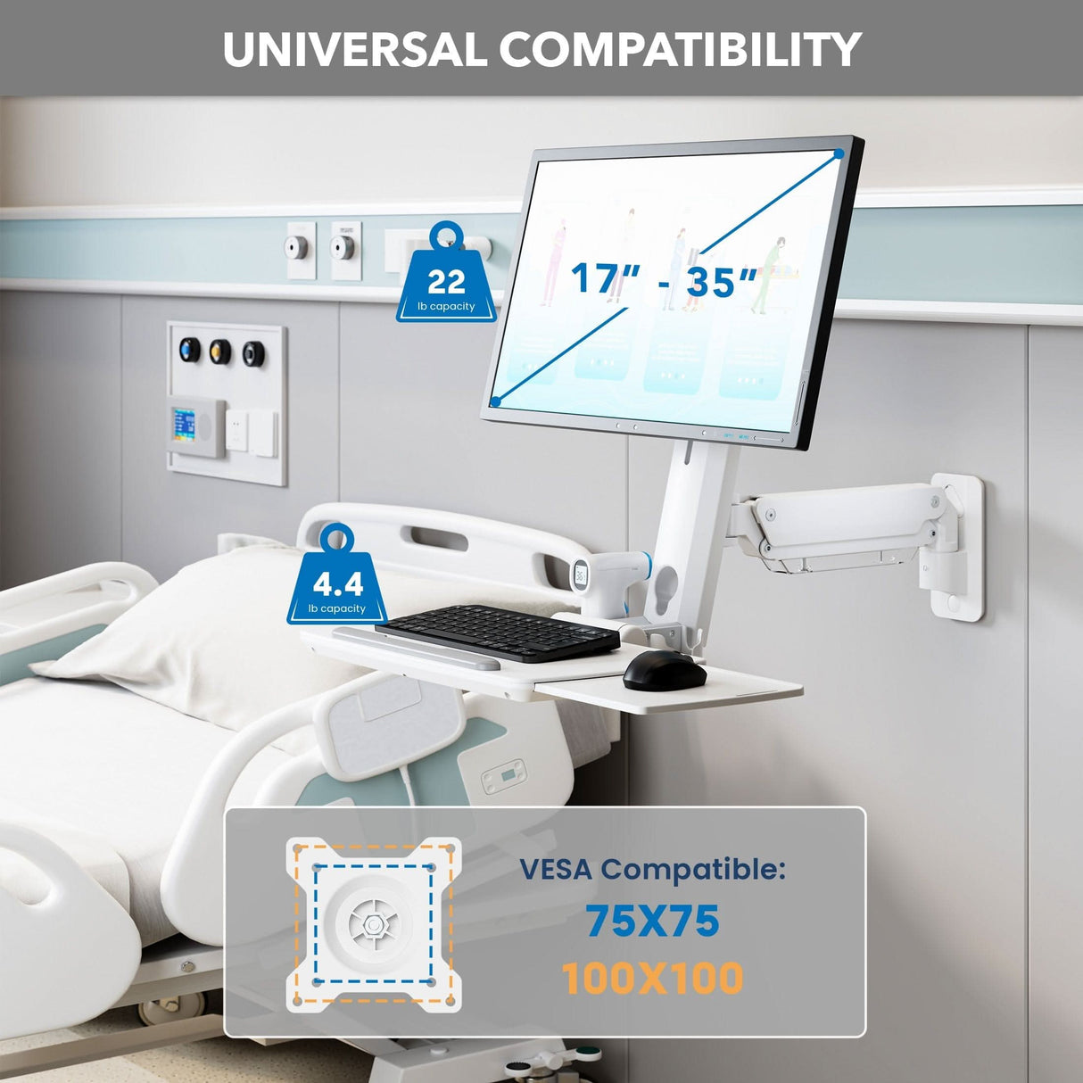 MedHub Wall Workstation Wall Mounted Desk - MedHub Wall Workstation - Mount-It! - MI-16001